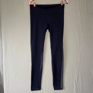 Gap Fit Womens Polka Dot Leggings Small Navy Yoga Fitness Athleisure Preppy Gym